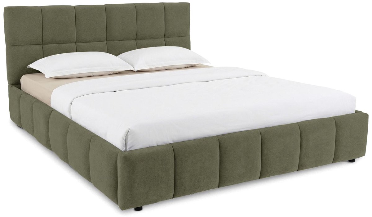 Gestoffeerd bed EMILIA 140x200 cm met lattenbodem – Groen