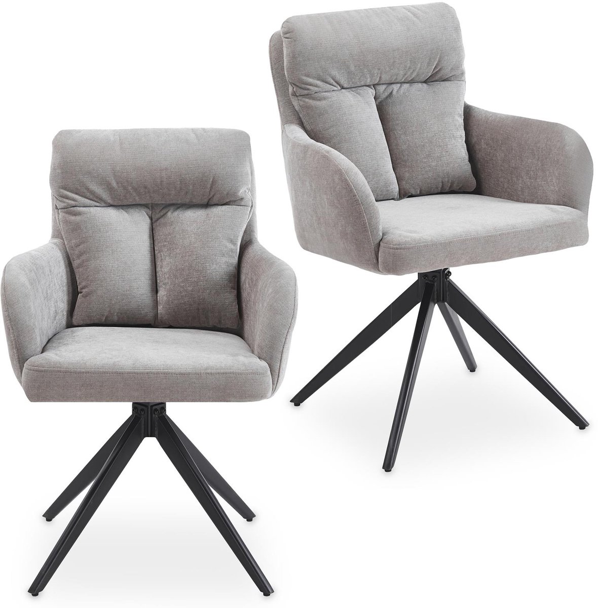 Eetkamerstoelen ELARA, set van 2, 360° draaibaar – grijs