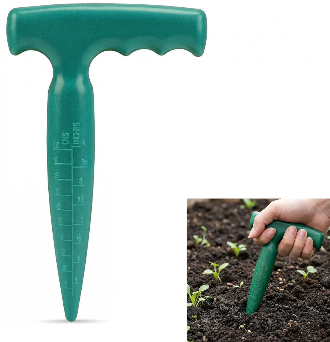 SnelShoppen - Pikierstok voor Tuinieren met T-Greep en Meetschaal - Precisie Plantenhulp voor Zaaien, Verplanten & Losmaken - Kunststof Plantgateboor