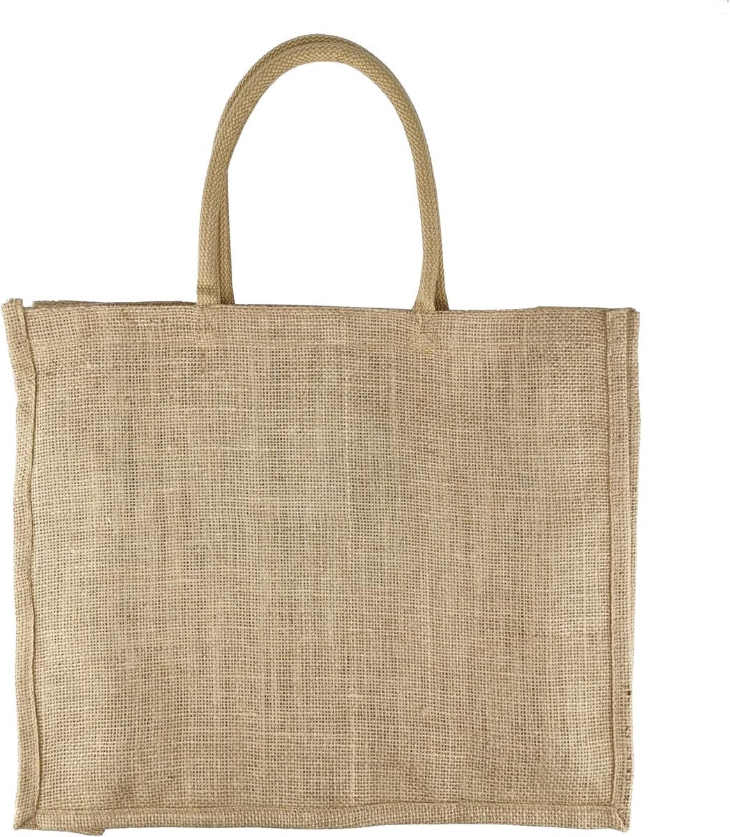 SnelShoppen - LEVIATAN EKO Jute Bag 42x36cm - 100% Jute Shopper, Ruime Jute Tas voor Boodschappen, Eco-vriendelijk, Herbruikbaar, Wasbaar, Natuurlijke