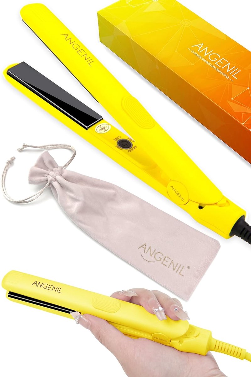 SnelShoppen - Ultra Mini Haarstijl Straightener en Krultang voor Korte Haar, 1.8cm Titanium, 3D Floating Plates, 3 Temperatuurinstellingen (138℃-160℃-
