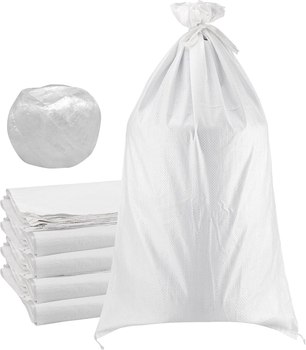 SnelShoppen - Lege Zandzakken 50 Stuks, 45 x 76 cm, Witte Polypropyleen Zandzakken, Sterke Zandzakken voor Waterbeheersing, Opslag, Bouwprojecten