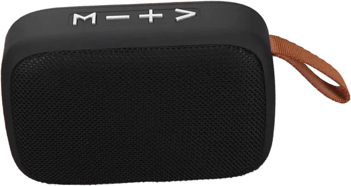 SnelShoppen - Mini Bluetooth Speaker Draadloos met Handstrap, Compact en Lichtgewicht Subwoofer voor Buiten, USB, FM, Geheugenkaart, Zwart