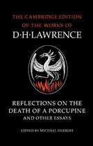 Boek: The Cambridge Edition of the Works of D.H. Lawrence - Reflections on the Death of a Porcupine and Other Essays. Zwart met rode vlammen en een witte feniks in een ovaal.