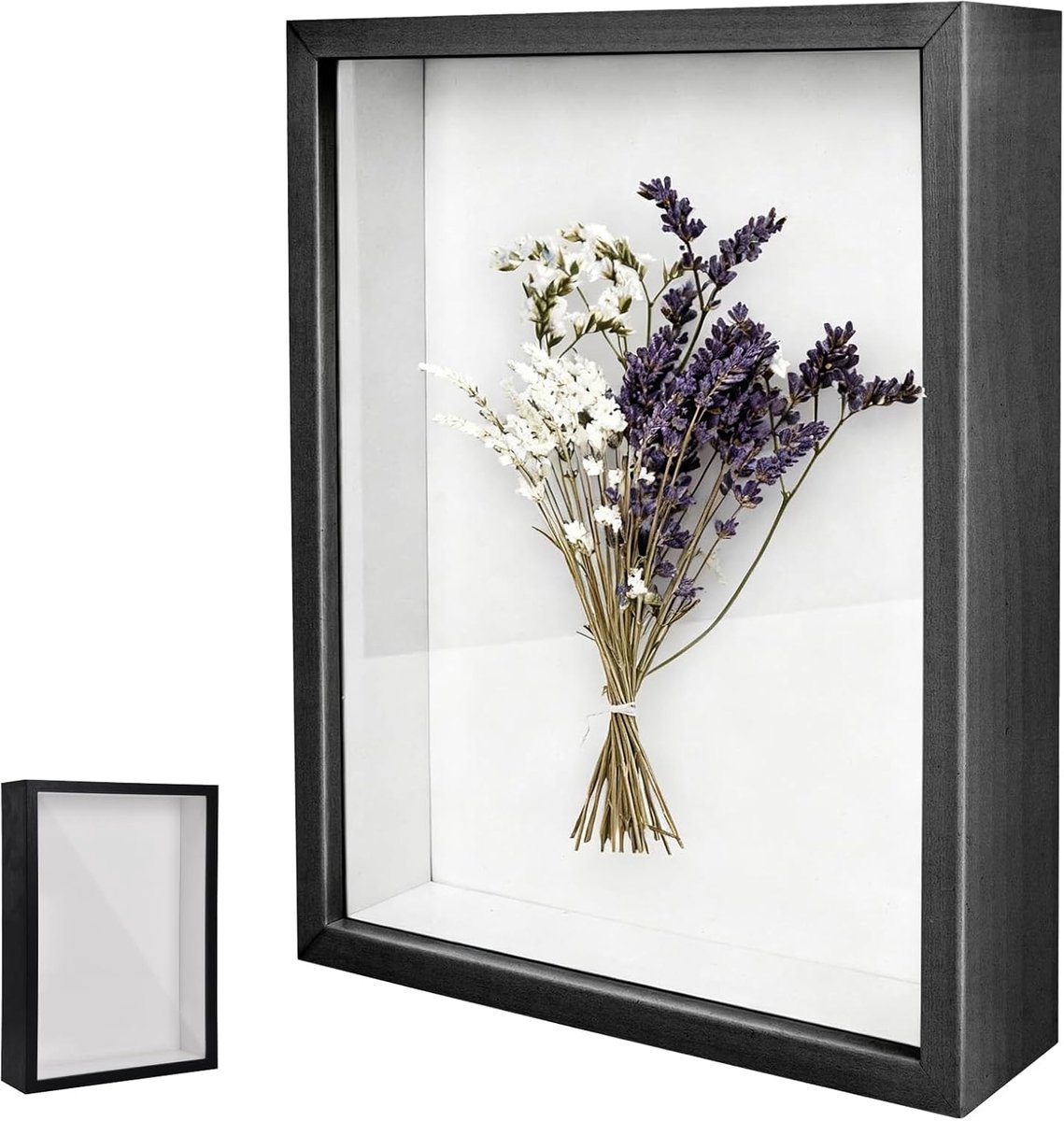 SnelShoppen - Diepe Fotolijst 21 x 30 cm voor 3D Objecten met Heldere Acryl Voorzijde, Zwart Houten Fotolijst, Stereoscopische Wanddecoratie voor Thui