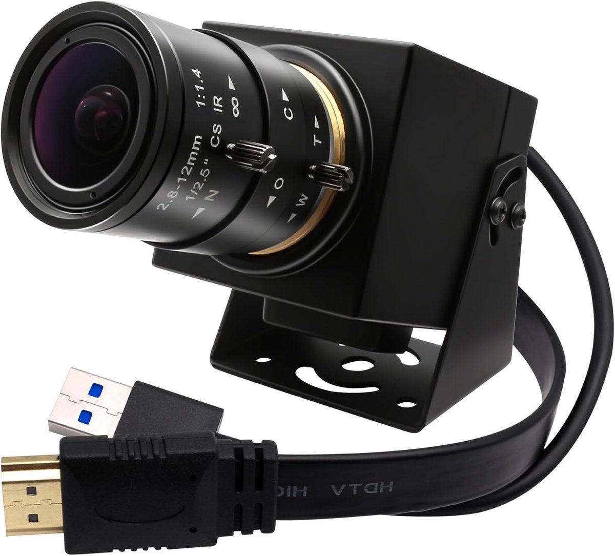 SnelShoppen - 4K HDMI USB Camera met Handmatige Focus, 60fps Video, Zoomlens 2.8-12mm, Ideaal voor PC, TV en Projectors