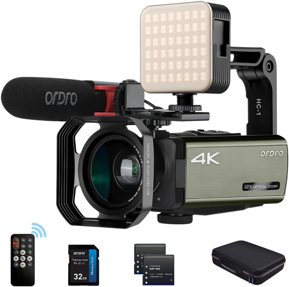 SnelShoppen - 4K Camcorder Video Camera met 12x Optische Zoom, 3.5 Inch IPS Scherm, 1080p 60fps Opname voor YouTube Vloggen, Hand Stabilizer, Perfect