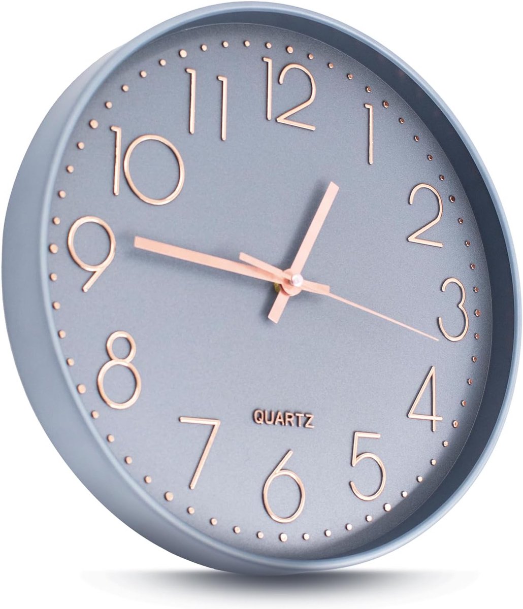 SnelShoppen - Quartz Wandklok 30cm Stijlvol en Stil, Decoratieve Muurklok voor Keuken, Badkamer, Woonkamer en Hal, Modern Design, BPA-vrij, Metalen Ra