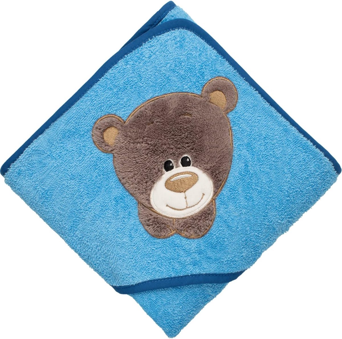 SnelShoppen - Hooded Bathrobe for Children and Babies 100 x 100 cm - 100% Cotton Terry Towel - Soft and Absorbent Bear Design for Boys and Girls - Per