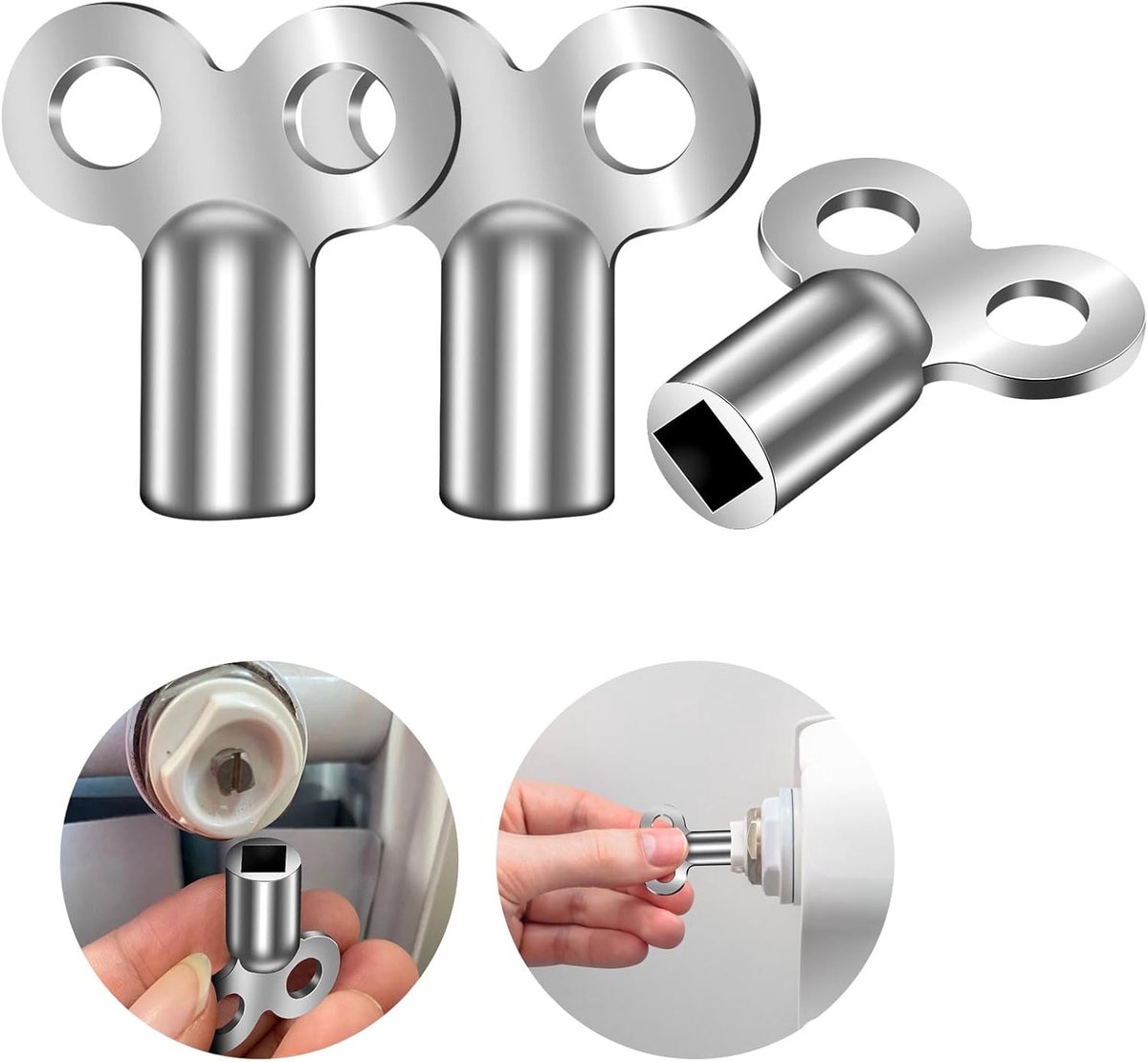 Thijox - Verwarmingsontluchtingssleutel - Metalen driehoekige radiatorontluchtingssleutel - 3-delige zinklegering aluminium - Radiatorventiel kloksleu
