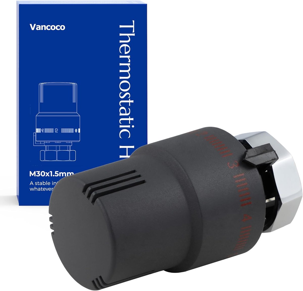 SnelShoppen - Thermostaatkop Radiator Ventiel M30×1.5 mm - Anthraciet - Vloeistofsensor - Vorstbescherming - Compatibel met M30 Radiator