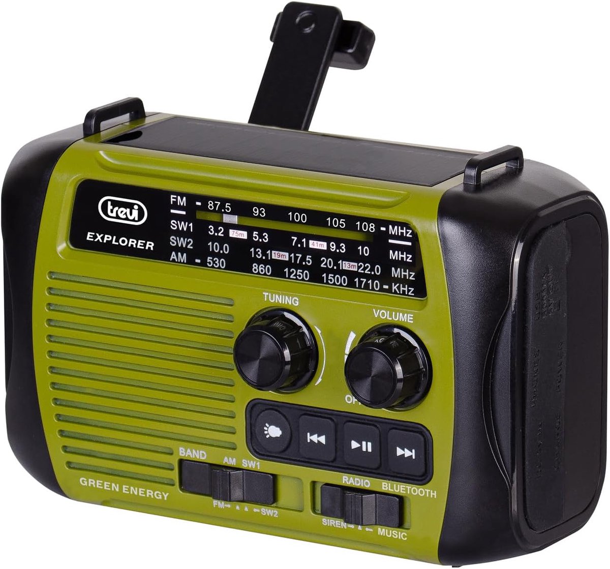 SnelShoppen - Draagbare Multiband Radio met MP3 Speler, Powerbank, LED Zaklamp, Zonne-oplader, Dynamo en USB-C voor Camping, Reizen en Noodsituaties -