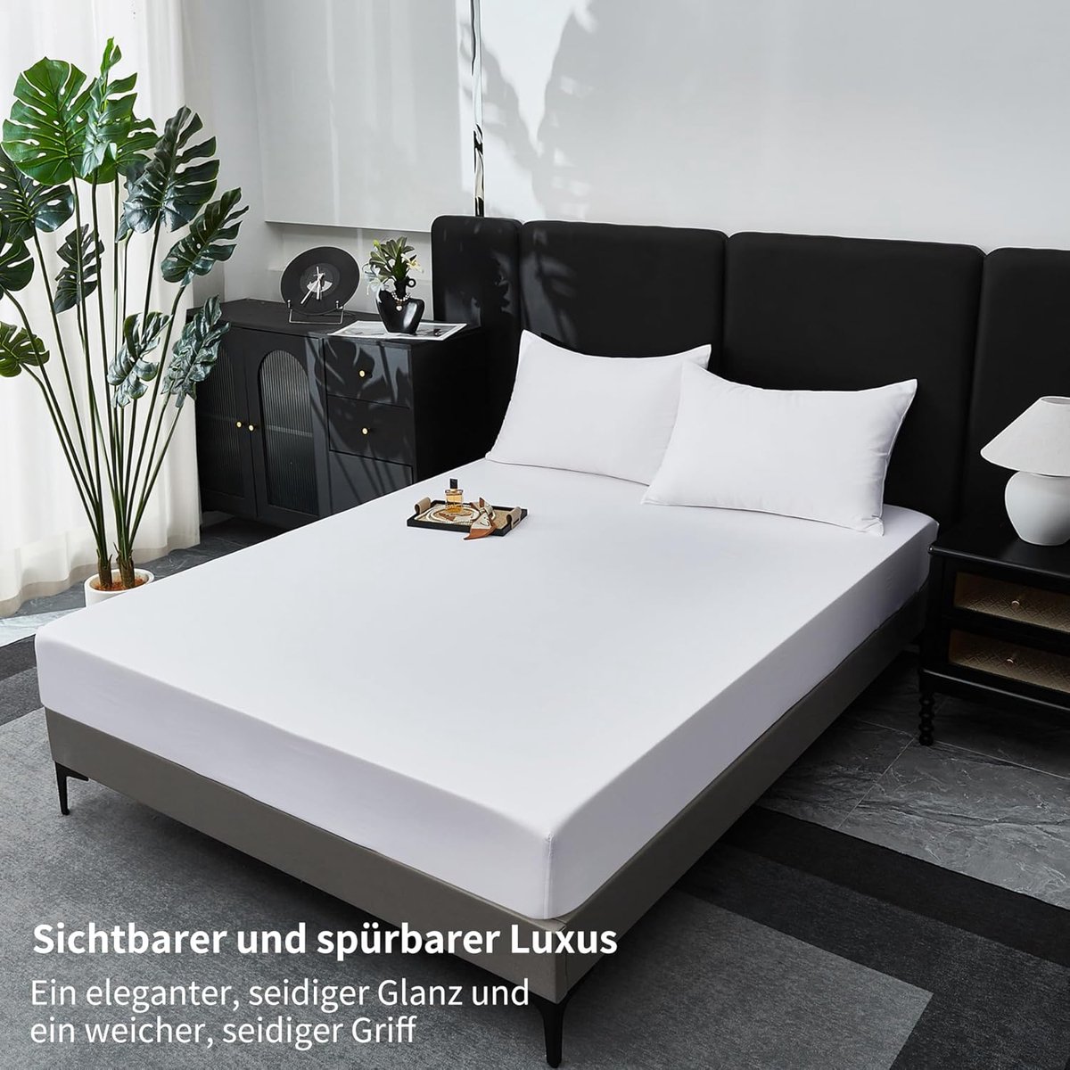 Thijox - Hoeslaken 180 x 200 cm, Katoen-Satijn, Wit, Ademend en Verkoelend, 100% Langstapelig Katoen, Geschikt voor Boxspringbed, Perfect voor Matrass