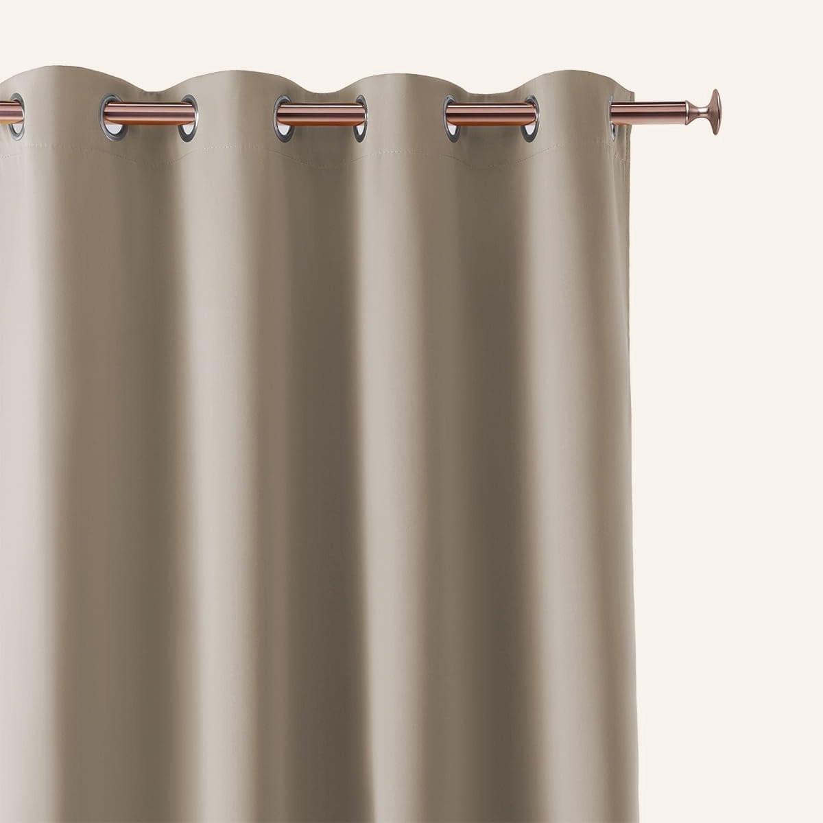 SnelShoppen - Aura Zwarte Verduisteringsgordijn 140x280 cm Met Ringen - Decoratieve Moderne Gordijnen voor Woonkamer en Slaapkamer - Beige