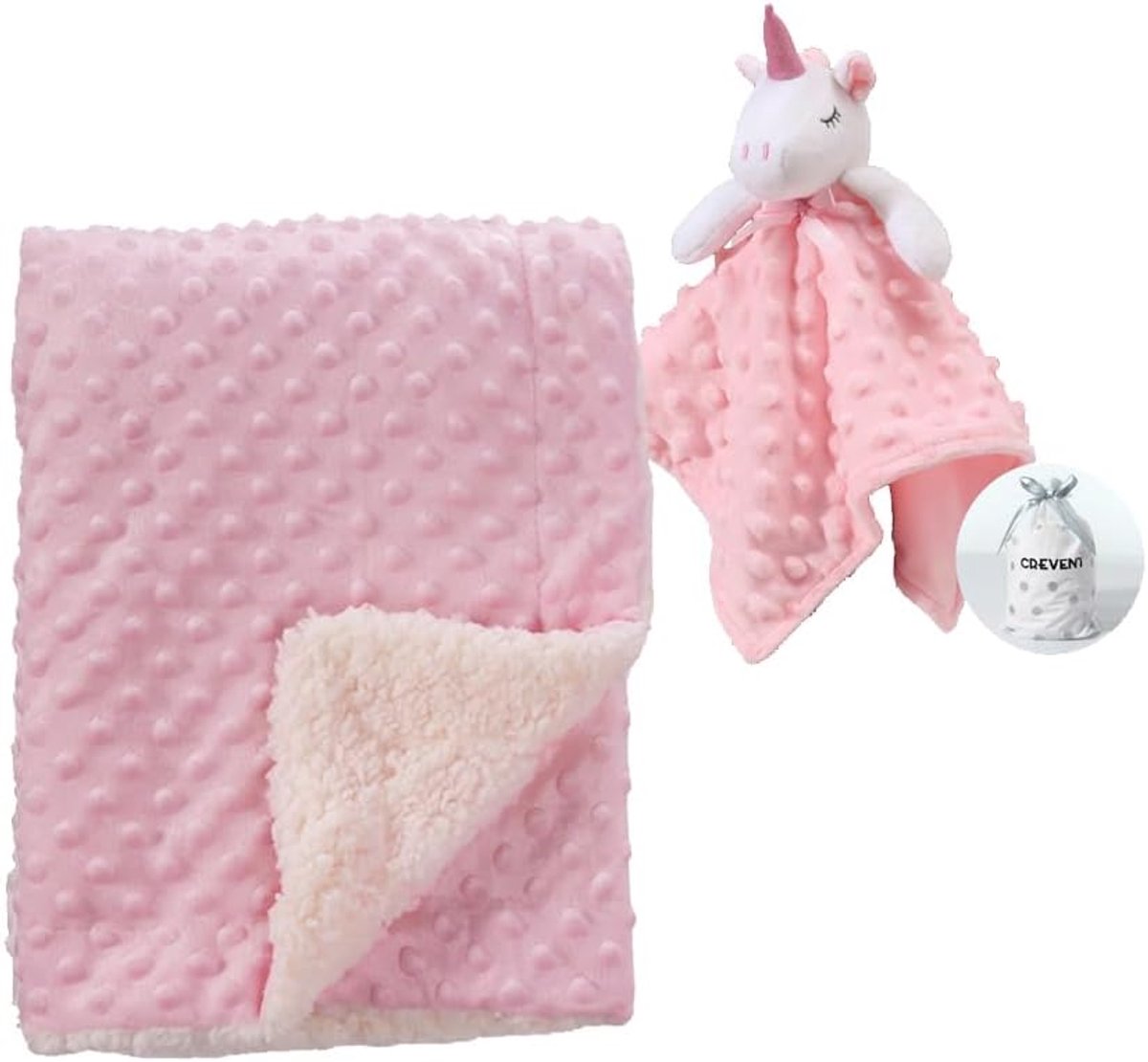SnelShoppen - Soft Cozy Baby Dekens Set voor Jongens Meisjes + Veiligheidsdeken in Cadeauzakje - Nieuwborn Essentials Roze 76x102 cm