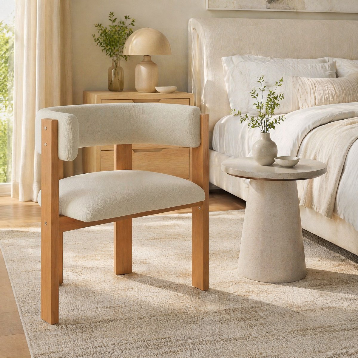 COVREO Eetkamerstoel set van 2 47x48x72,5 cm - beige stof, metalen poten met houtlook