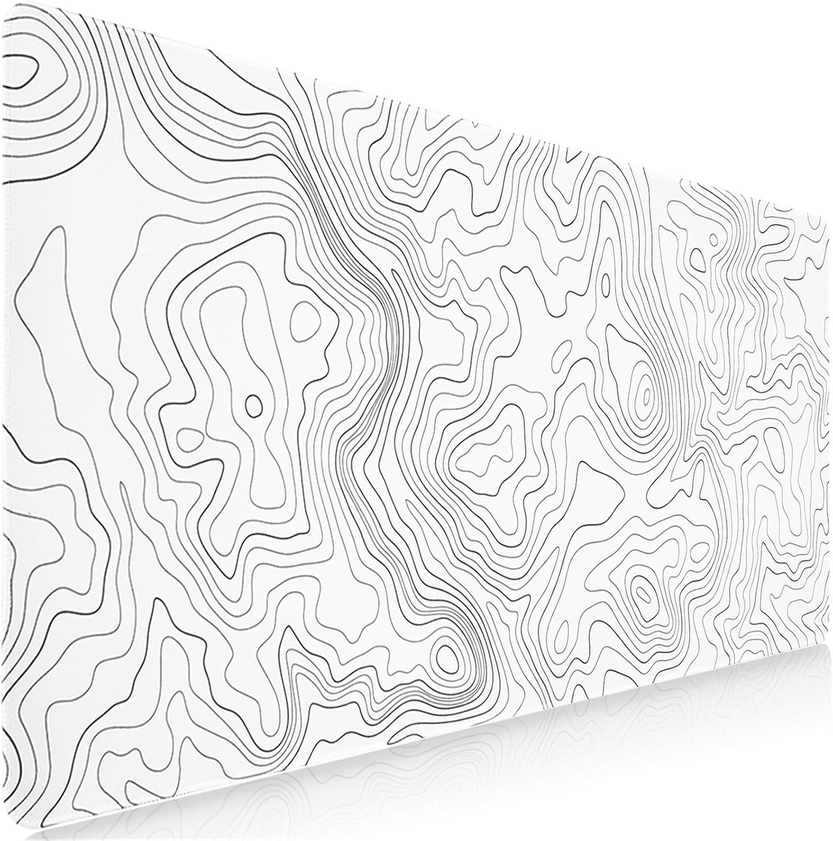 SnelShoppen - Gaming Mouse Pad Wit 900 x 400 mm - Groot Kunstmatig Lijn Mouse Pad met Dubbel Gestikte Randen, Wasbare Muismat voor PC, Laptop, Toetsen
