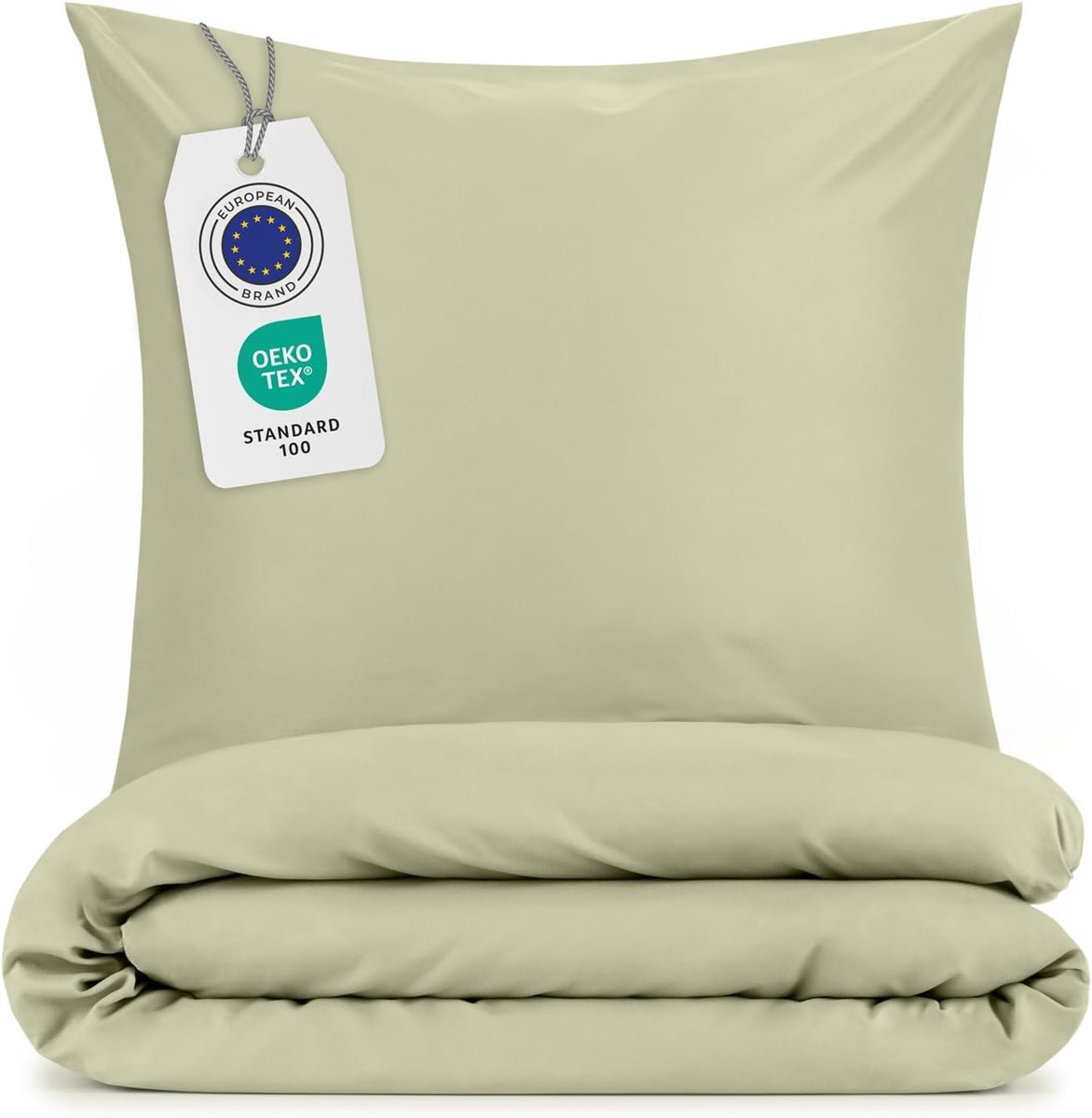 SnelShoppen - Microfiber Dekbedovertrek Set 155 x 220 cm met Kussen 40 x 70 cm, Super Zacht, Olijfgroen, Ideaal voor Volwassenen en Kinderen
