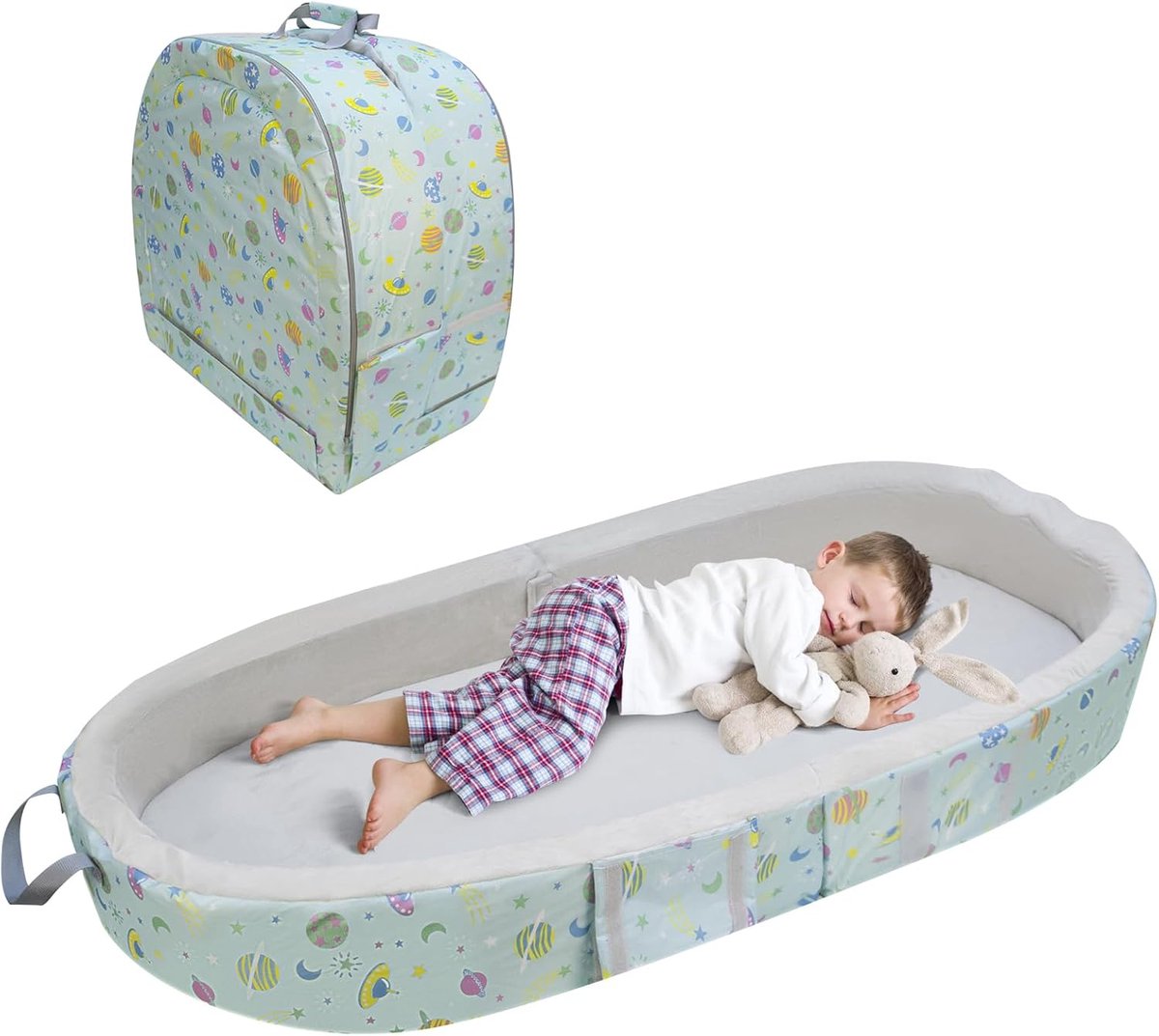 SnelShoppen - Portable Waterproof Travel Cot - Vouwbed voor Baby's, Peuters & Kinderen - Inclusief Matras en Wasbare Laken - Ideaal voor Camping en Re