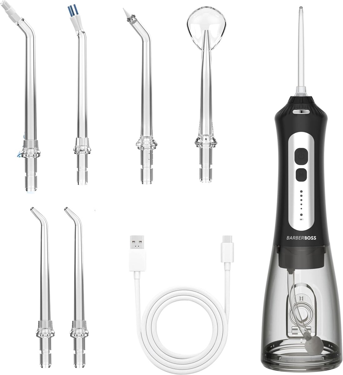 SnelShoppen - Draadloze Water Flosser voor Tanden & Tandvlees, 6 Multifunctionele Tips, LED Scherm, USB Oplaadbare Elektrische Mondspoeler voor Beugel