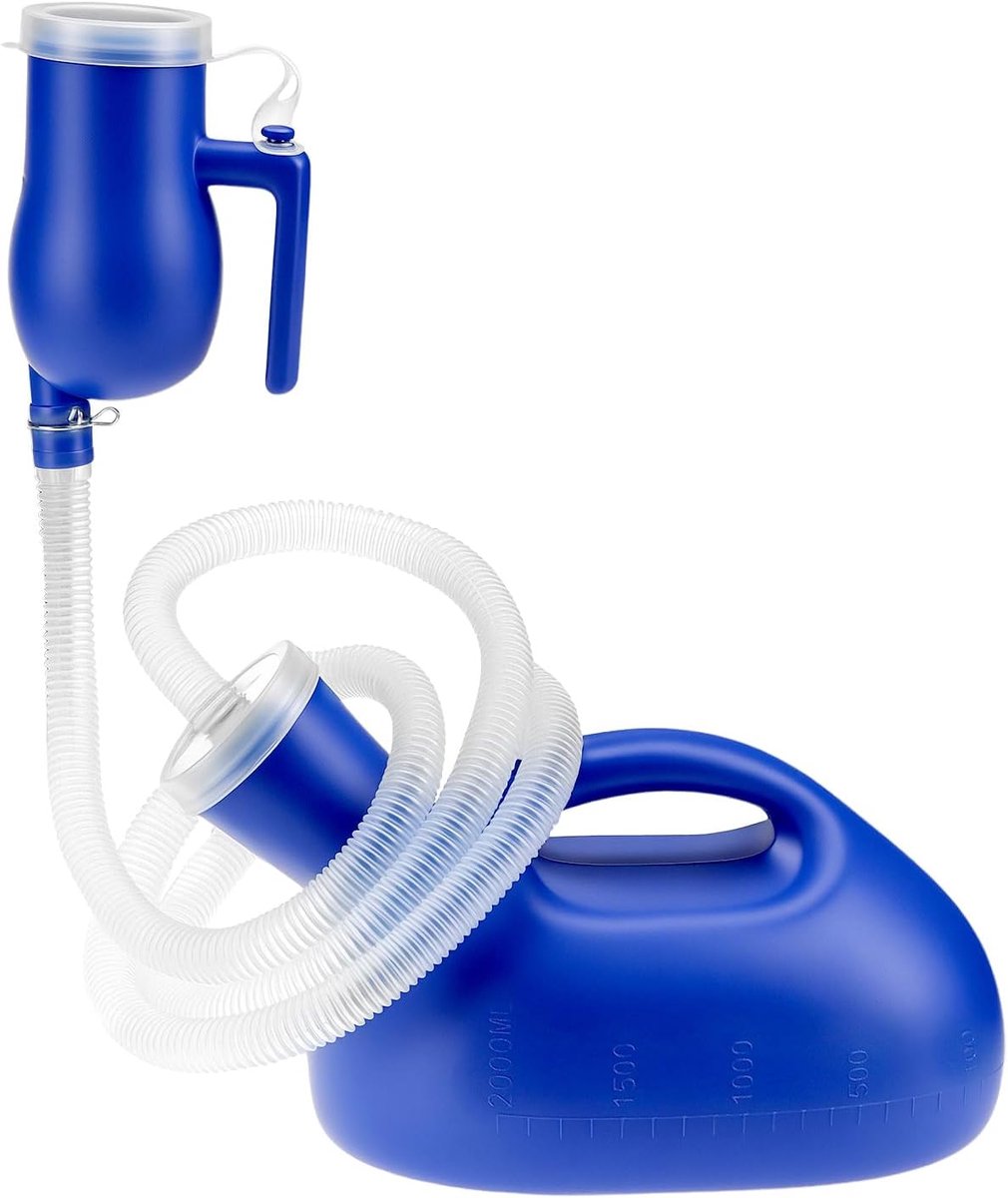 SnelShoppen - Portable Urinefles voor Mannen met 1.6m Tube - 2000ml Urinaal voor Reizen, Ziekenhuis en Bedlegerige Personen - Duurzaam en Corrosiebest