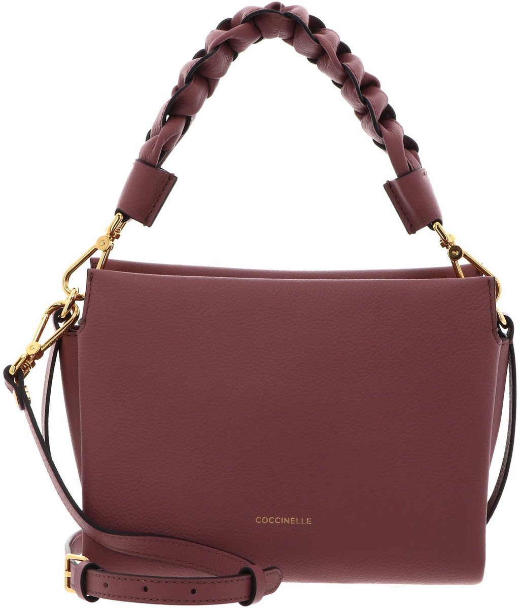COCCINELLE Leren schoudertas Boheme Grana Double Crossbody Double Grainy Leather Wint. Rose / Berry oud roze