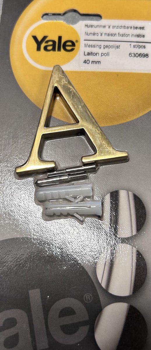 Huisnummer letter A Yale gepolijst messing 50 mm 630698