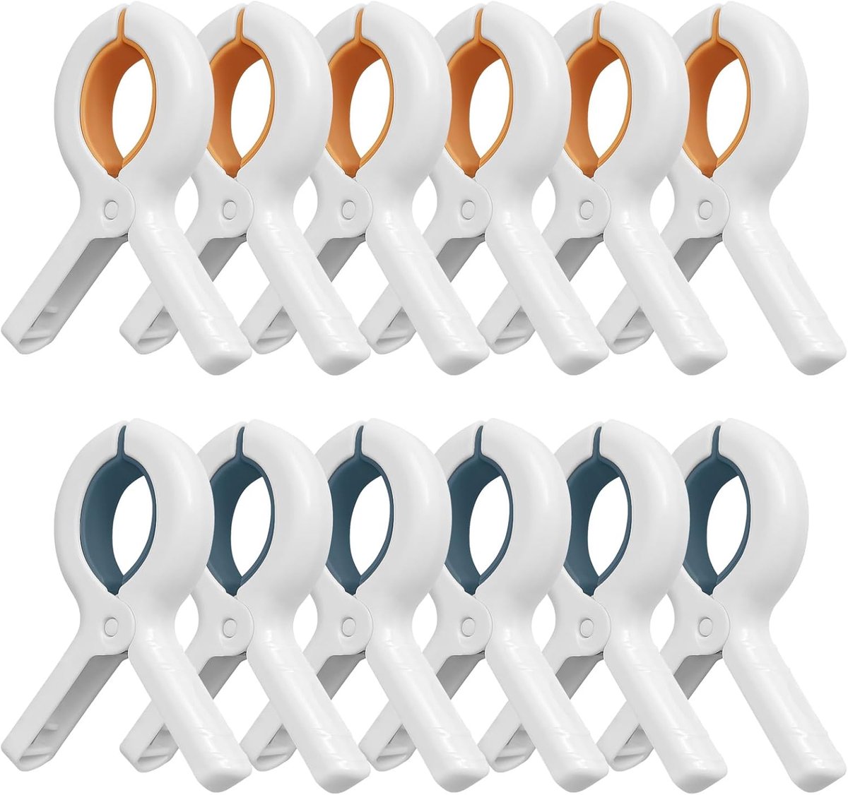 12-pack - Winddichte kledingclips - Handdoekclips voor strandstoelen - Winddichte kledingclips voor balkons - Handdoekclips - Groot formaat - Stevig en duurzaam - Blauw - Oranje