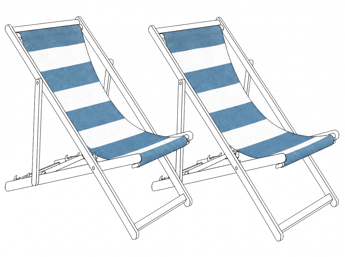 ANZIO/AVELLINO - Set van 2 hoezen - Gestreept/Turquoise - Polyester