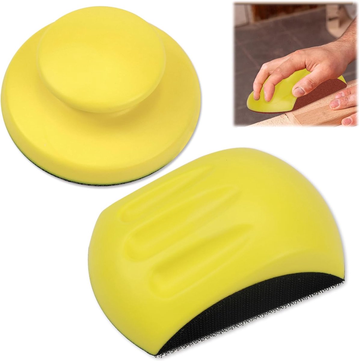 SnelShoppen - Hand Schuurblok Set - Ergonomische Hand Sander met Ronde en Muisvormige Schuurblokken - 12,7 cm - 2 Stuks voor Schuurpapier - Ideaal voo