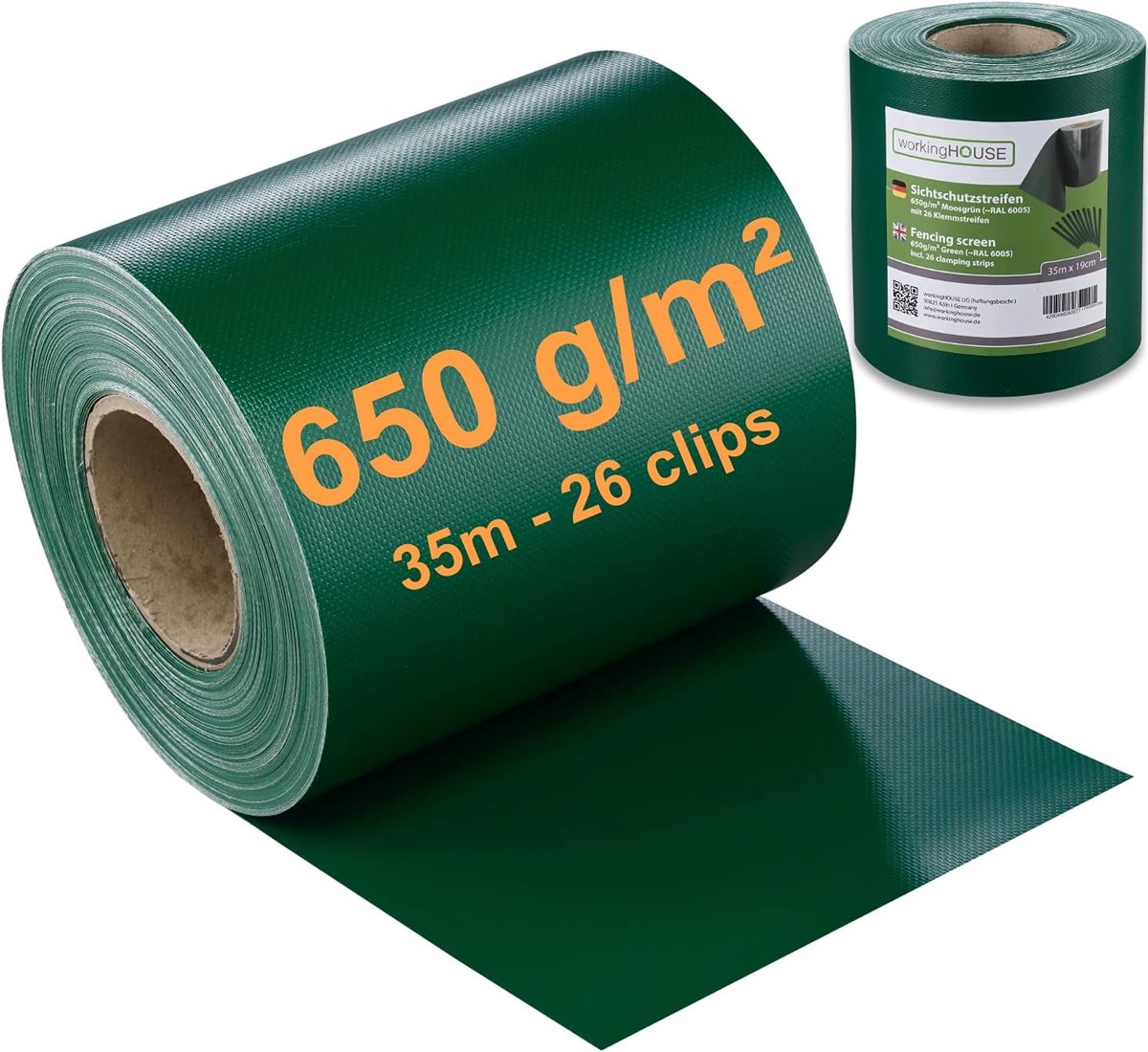 SnelShoppen - PVC Privacy Scherm voor Dubbele Stang Tuinhek - 650gsm - 35m Lengte x 19cm Hoogte - Weerbestendig, Onderhoudsvrij, Eenvoudig te Installe