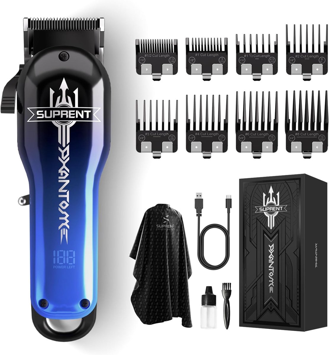 SnelShoppen - Professionele Haartrimmer voor Mannen - Draadloze Haarclipper 7000RPM met Keramische Mes, Krachtige Kappersset, USB Type C Opladen, Perf