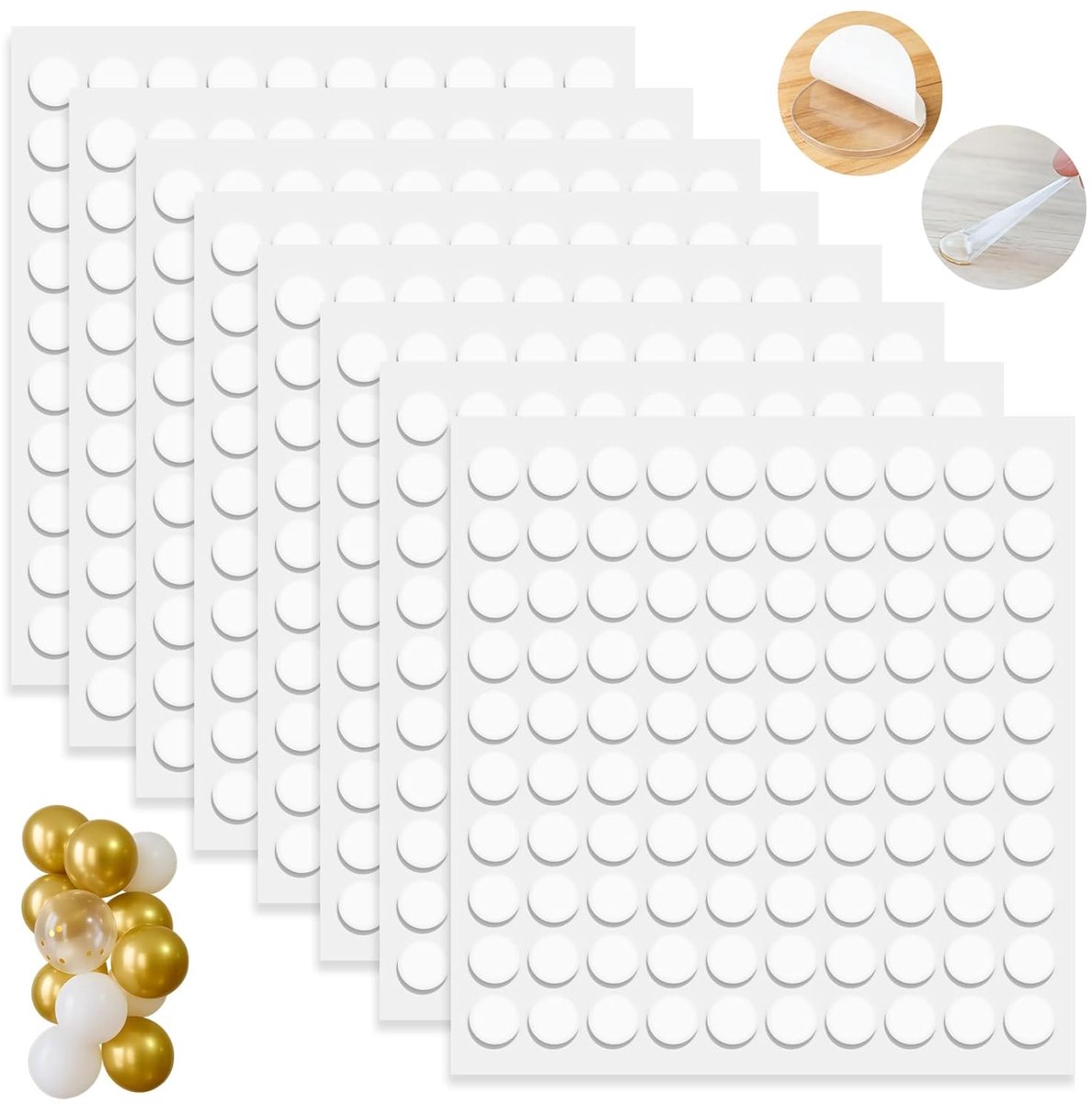 SnelShoppen - Zelfklevende Stickers 800 Stuks, Dubbelzijdige Kleefpads Transparant voor Ballonnen, Decoratie, Doe-Het-Zelf, 1 mm Dikte (φ6 mm)