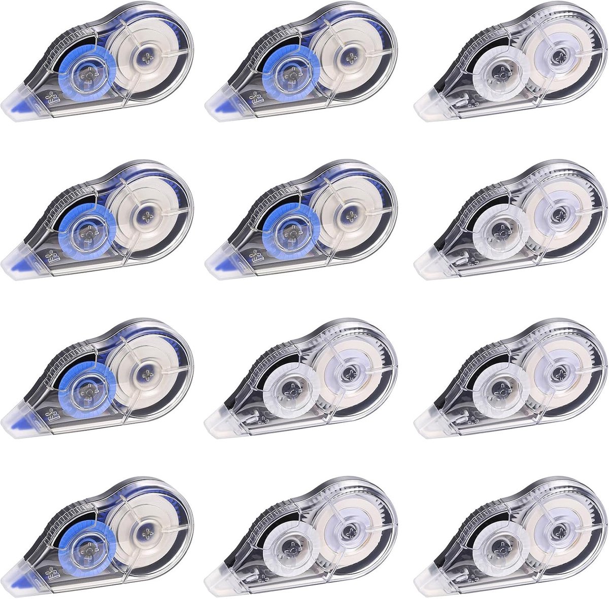Thijox - 12 Stuks Correctiemuis, Correctieroller, Muisroller, Correctietapes met Beschermkap, Lijmroller, Muiscorrectietape, Wit, Thuis, Kantoor, Scho