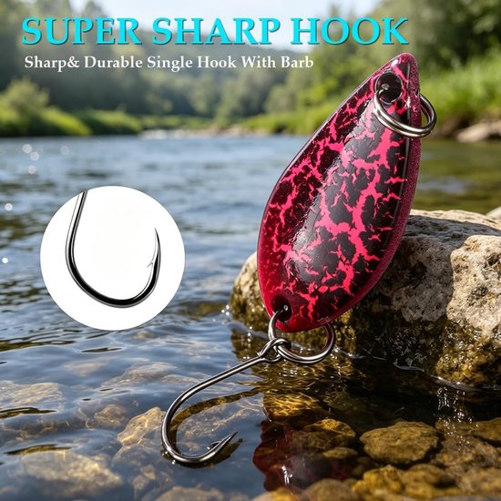 SnelShoppen - 16-Delig Trout Spoon Set voor Forel, Baars, Snoek en Zander - Inclusief 2.5g, 3.5g en 5g Vissen Aas - Met Opbergdoos en Kunststof Lepels van Snelshoppen — afbeelding 3