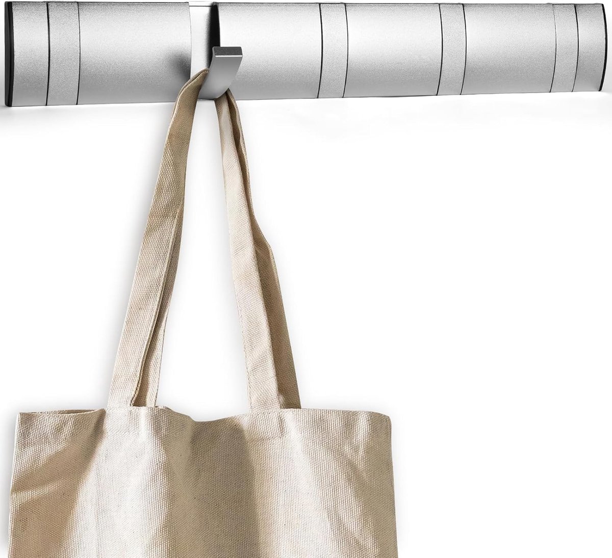 SnelShoppen - Wandgemonteerd Vlotterend Rek met 5 Haakjes, Opvouwbare Metalen Wandhaak, Ruimte Aluminium Materiaal Jas Hanger, Hanger met Uittrekbare