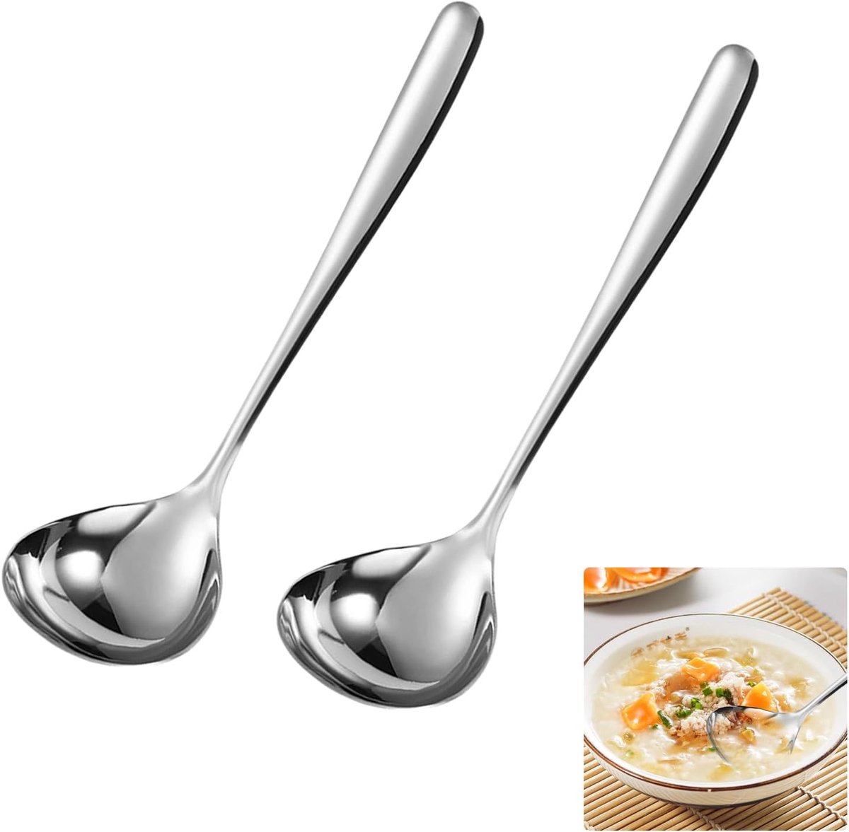 SnelShoppen - 2 Stuks Soeplepel 20,5 Cm RVS | Serveerlepel voor Keuken, Eettafel, Restaurant, Feest, Vaatwasserbestendig