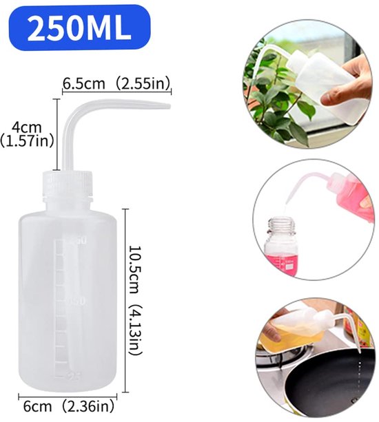 SnelShoppen - Set van 3 Flexibele Plantenflessen 250 ml met Smalle Pipet, Kunststof Waterfles voor Planten, Knijpkruiderij, Tuin, Natuurlijke Economie van Snelshoppen — afbeelding 2