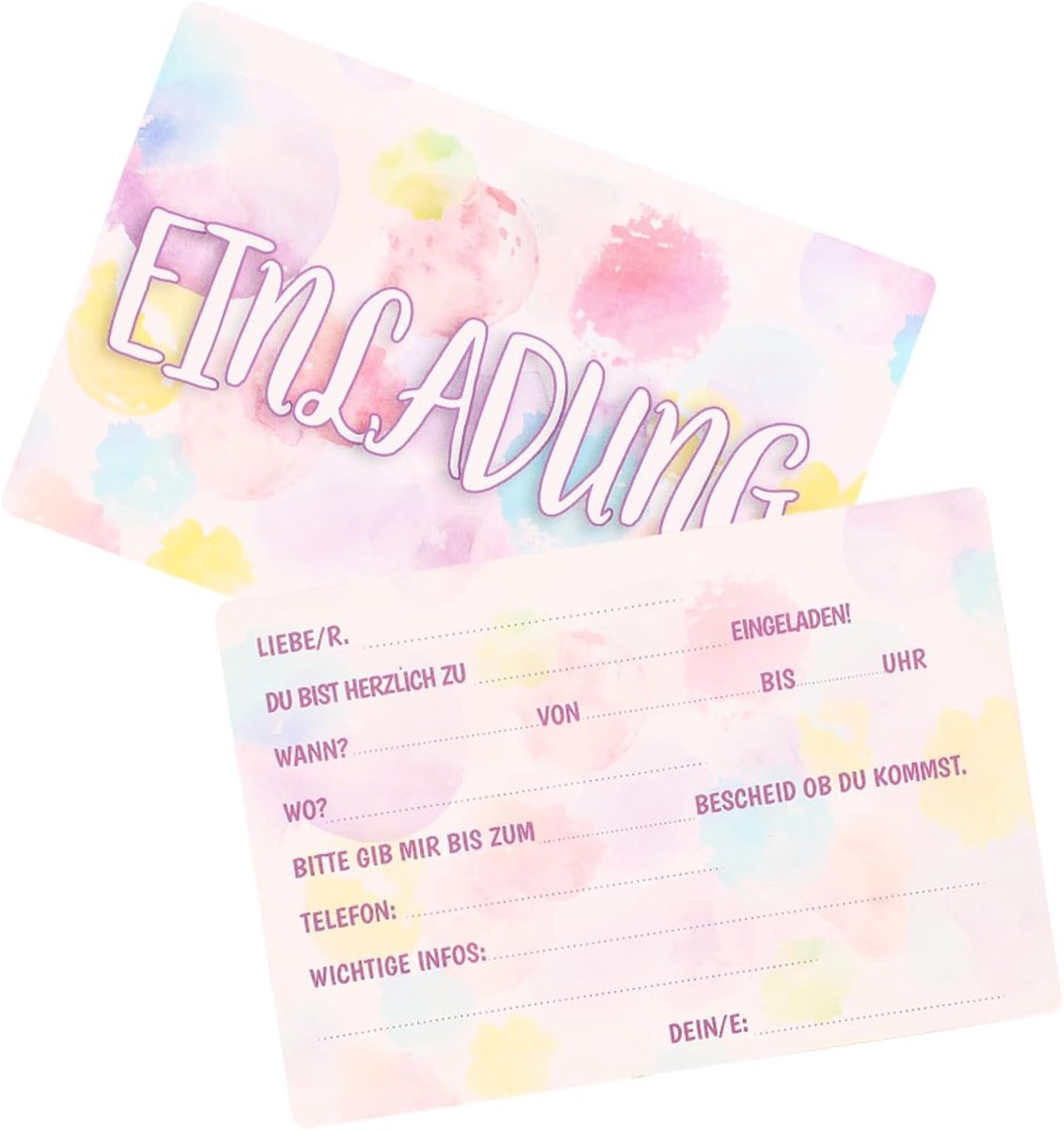 SnelShoppen - Persoonlijke Dubbelzijdige Party Invitations - 12 Stuks Verjaardagsuitnodigingen - Premium Papieren Uitnodiging Kaarten voor Feestjes, K