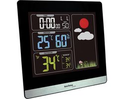 SnelShoppen - WS6448 Weerstations met Kleuren Display, Duidelijk en Eenvoudig Leesbaar, Modern Zwart Design, Perfect voor Thuis, Tuin en Buiten