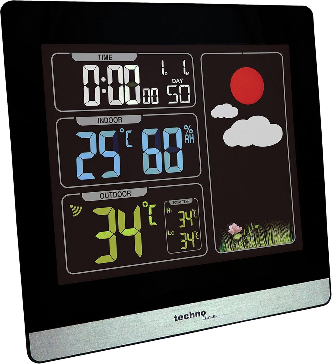 SnelShoppen - WS6448 Weerstations met Kleuren Display, Duidelijk en Eenvoudig Leesbaar, Modern Zwart Design, Perfect voor Thuis, Tuin en Buiten