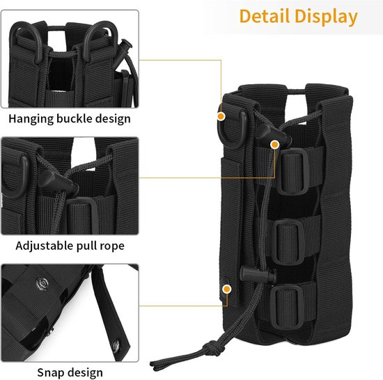 SnelShoppen - Tactical Bottle Holder - Molle 1000D Nylon Drinkfleshouder - Duurzame Waterfleshouder voor Camping, Hiking, EDC Tools, Verstelbaar van 3 — afbeelding 2