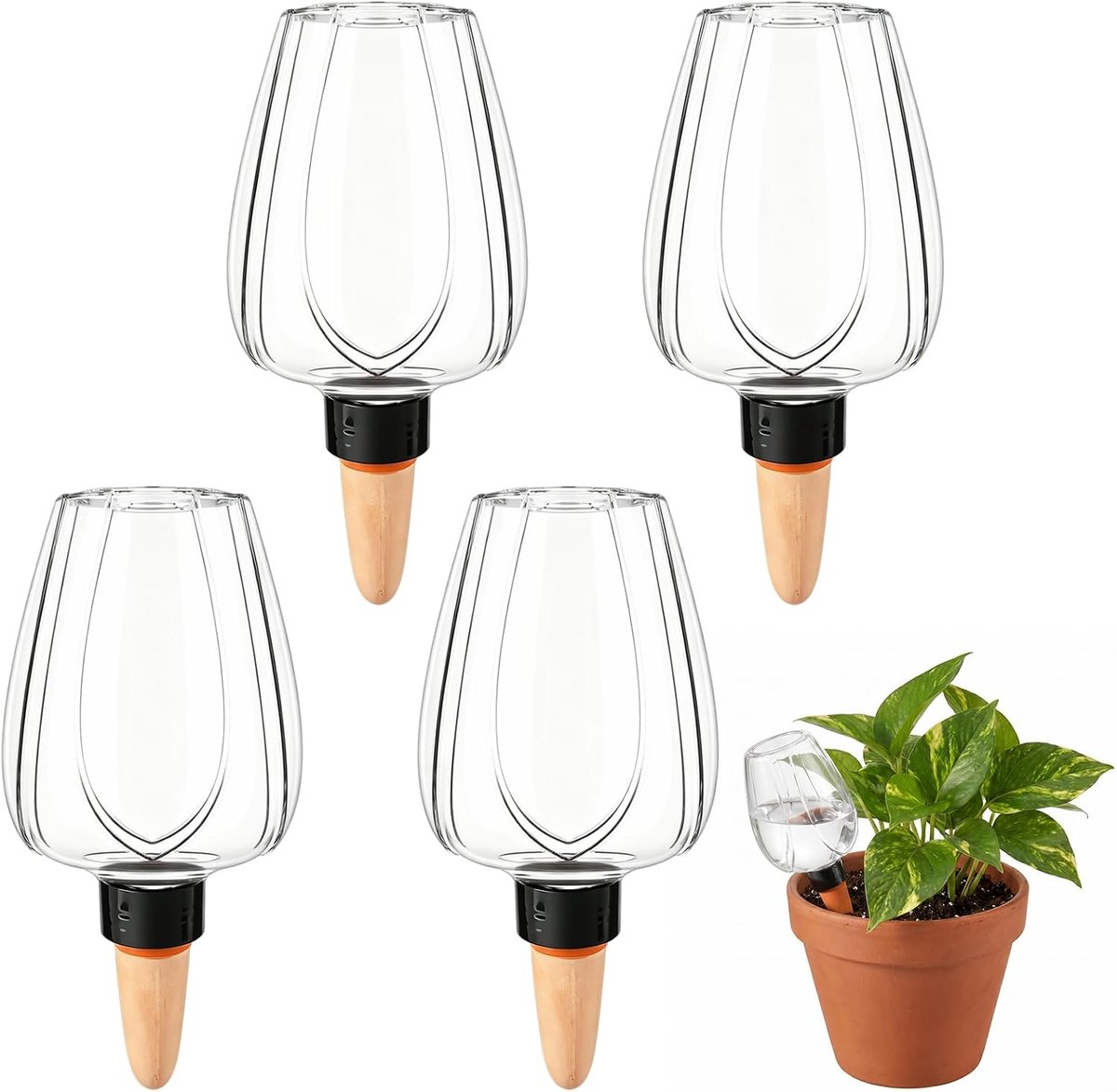 SnelShoppen - 4 stuks automatische irrigatieballen voor planten, zelfbewatering waterdispenser voor kamerplanten, balkon en tuinplanten, 350 ml, ideaa