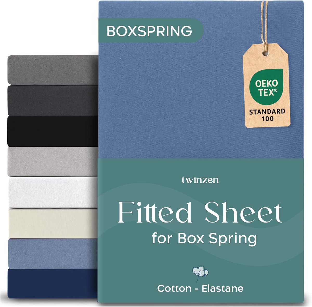 SnelShoppen - Fitted Sheet 140x200cm, Katoen met 5% Elastane - 40cm Diepte voor Dikke Matrassen/Boxsprings - Blauw - Oeko-Tex