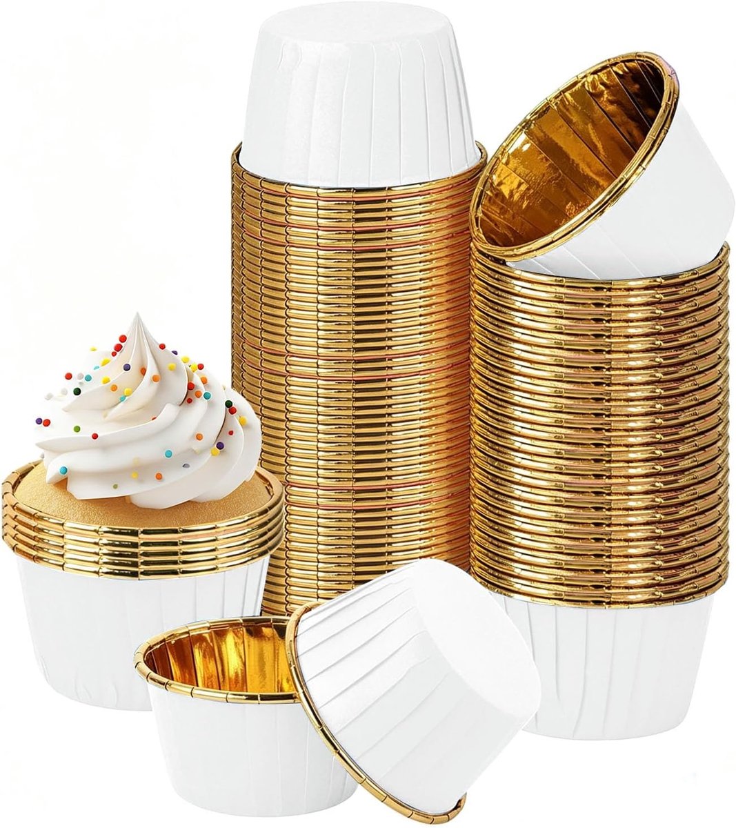 SnelShoppen - Paper Muffin Moulds - 150 Stuks Muffin Cupcake Moulds - Aluminium Foil en Papieren Mallen - Herbruikbare Muffin Liners voor Feest, Verja