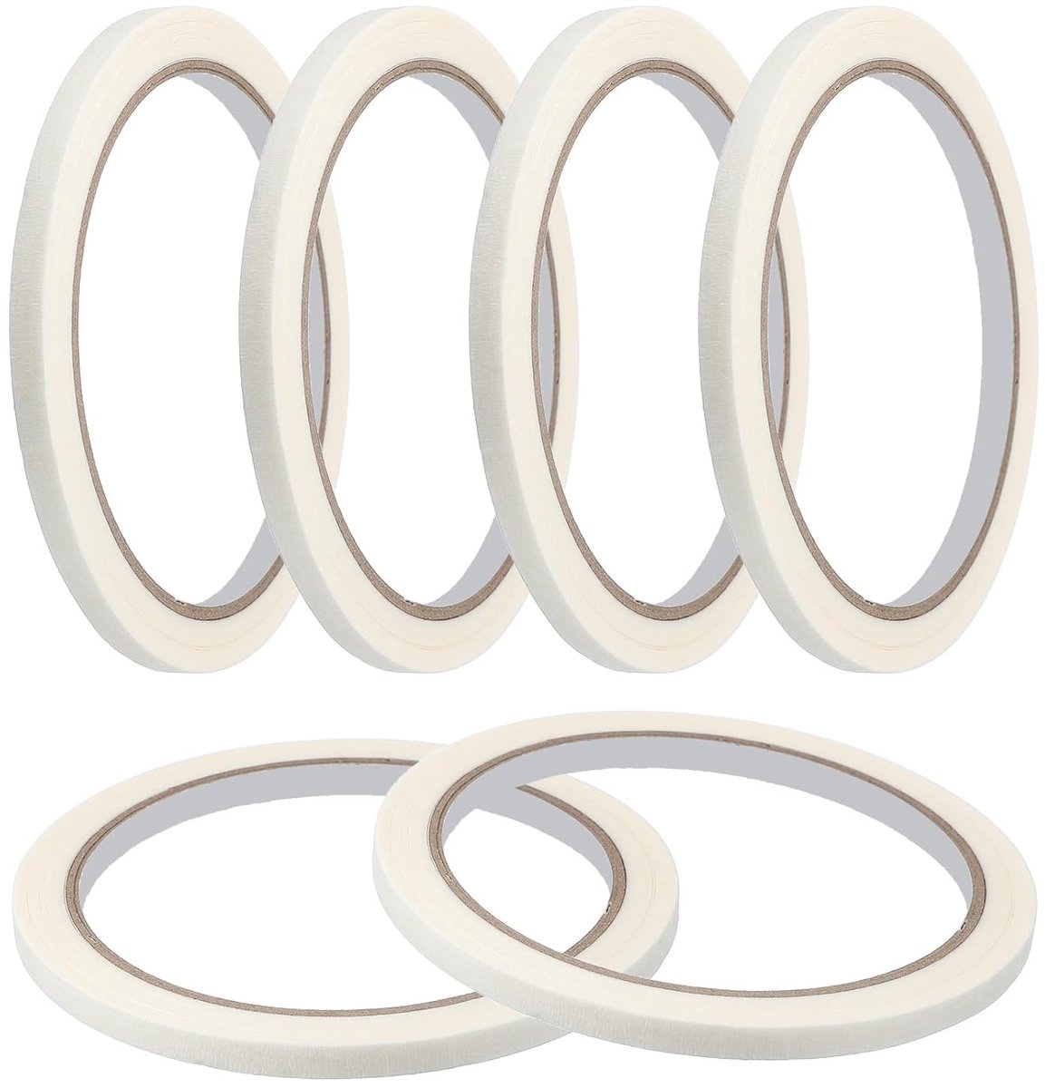 SnelShoppen - Masking Tape 5 mm x 20 m, Witte Painter Tape voor DIY Craft, Wanddecoratie, Auto, Thuis, Kantoor - Pack van 6 Stuks