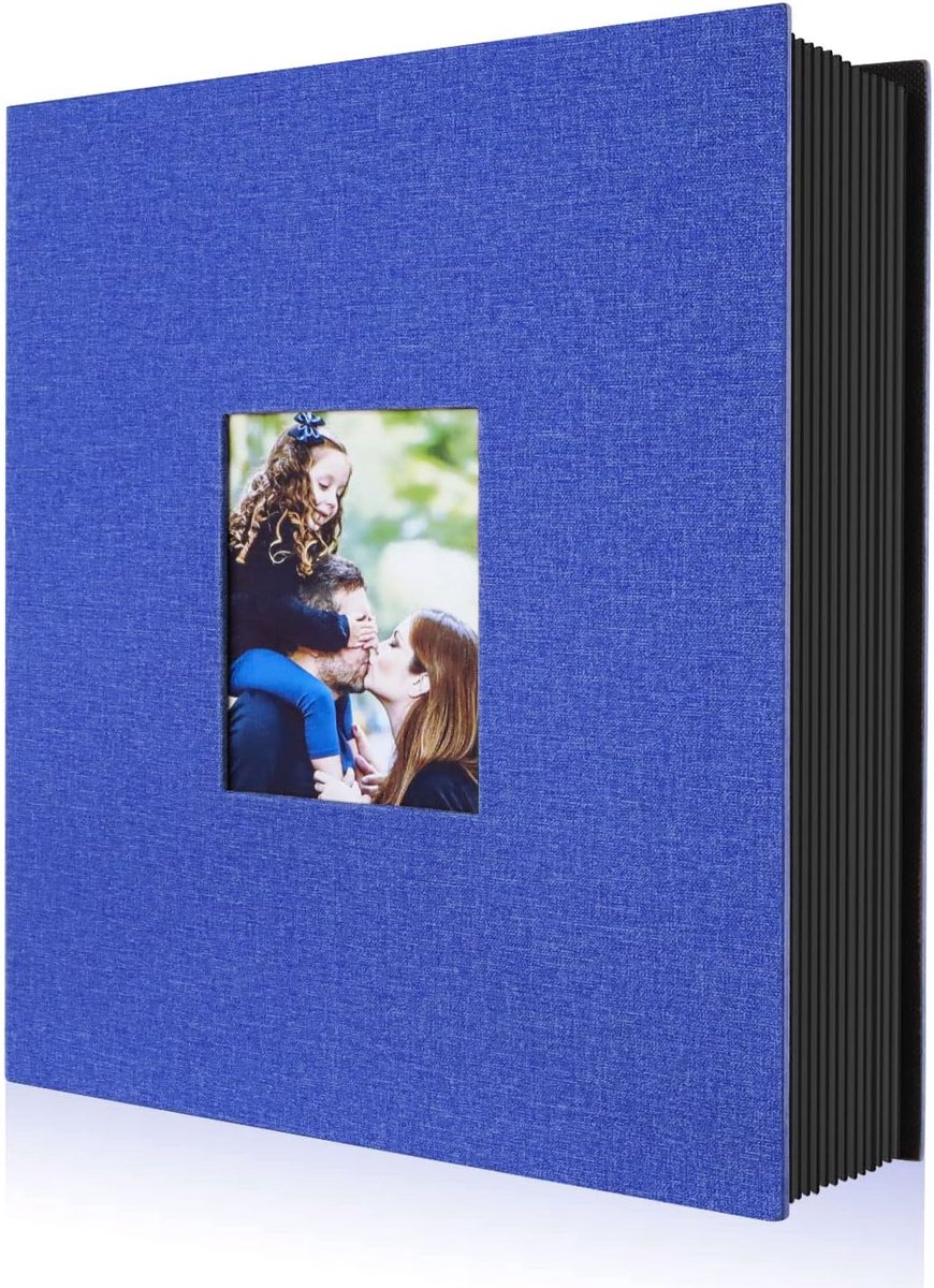 SnelShoppen - Fotoalbum 10 x 15 cm, 400 omslagen, linnen album voor verticale foto's (blauw), perfect voor feestelijke momenten en herinneringen