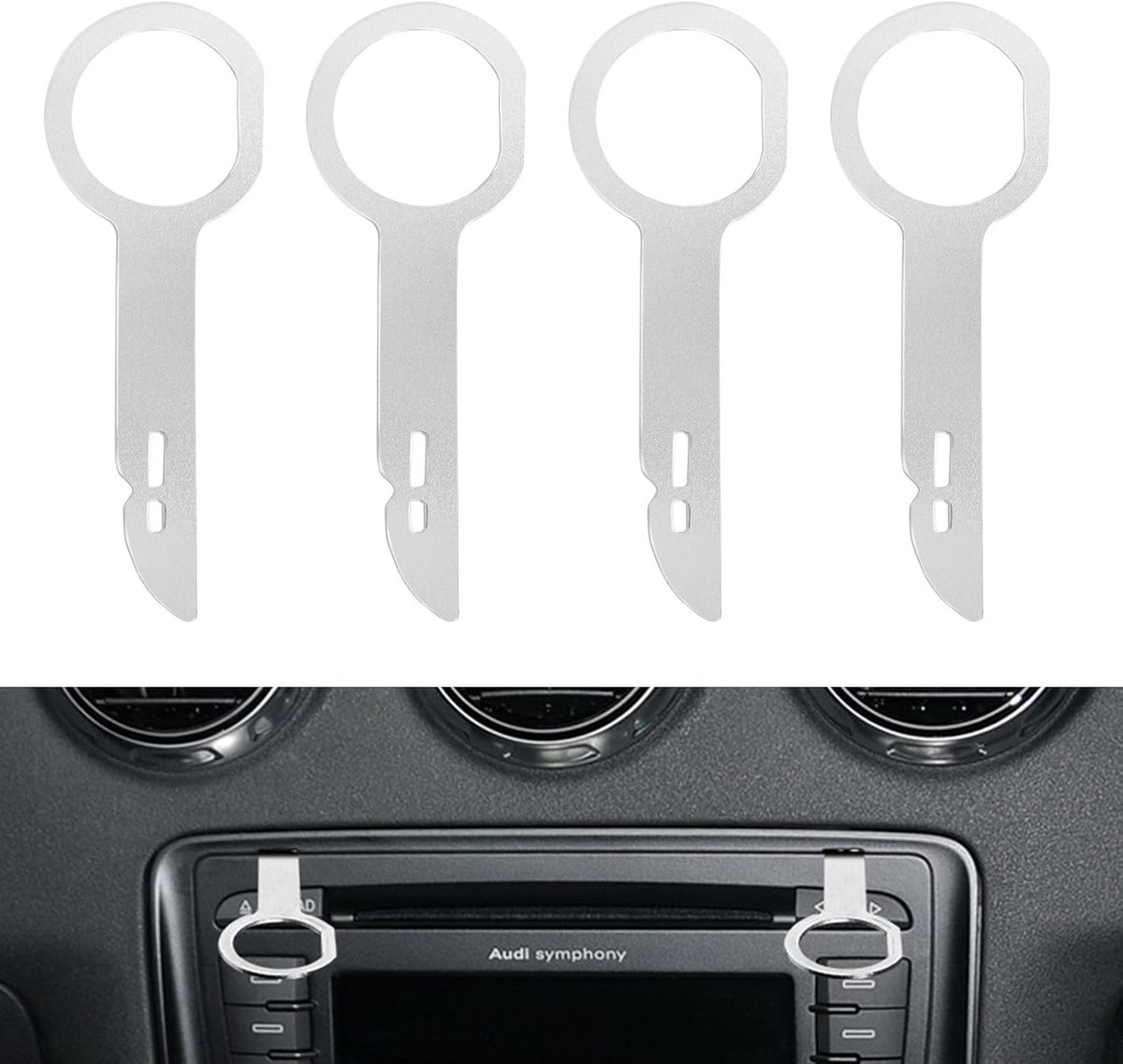 SnelShoppen - Car Radio Dismantling Adapter Set - Professionele Auto Demontage Tool Voor Radio, Dashboard en Interieur Trim - 4 Stuks Pry Tools - Comp