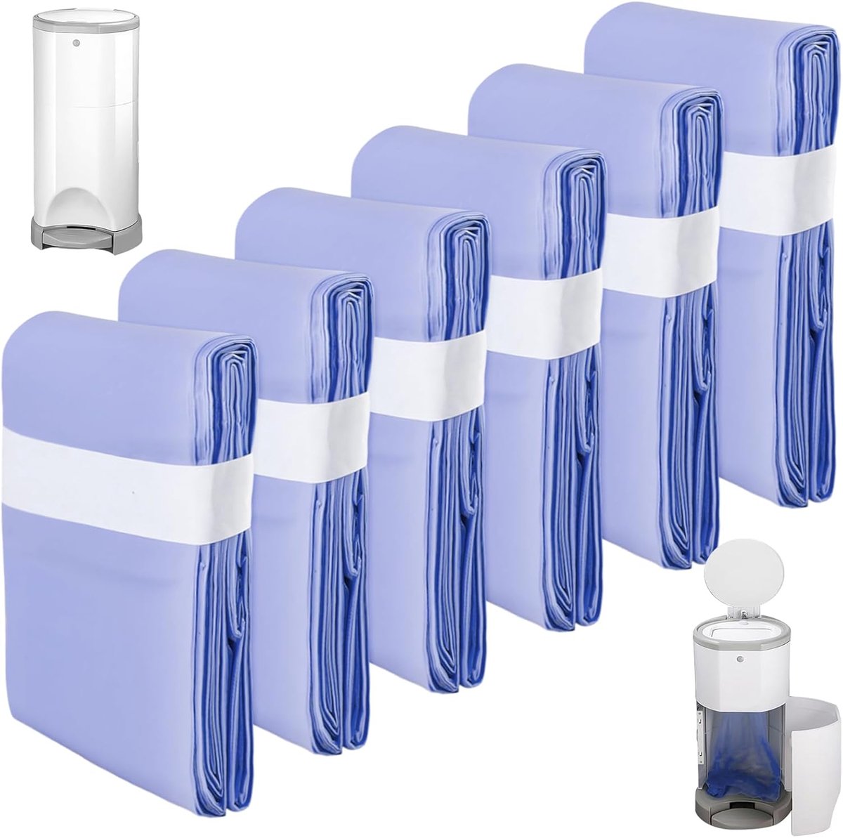 SnelShoppen - Nappy Bin Refill Film 16L - 6 Stuks Geurvrij - Geschikt voor Luiertonnen - Paars - Hoogwaardige Kwaliteit - Ruimtebesparend - Perfect vo