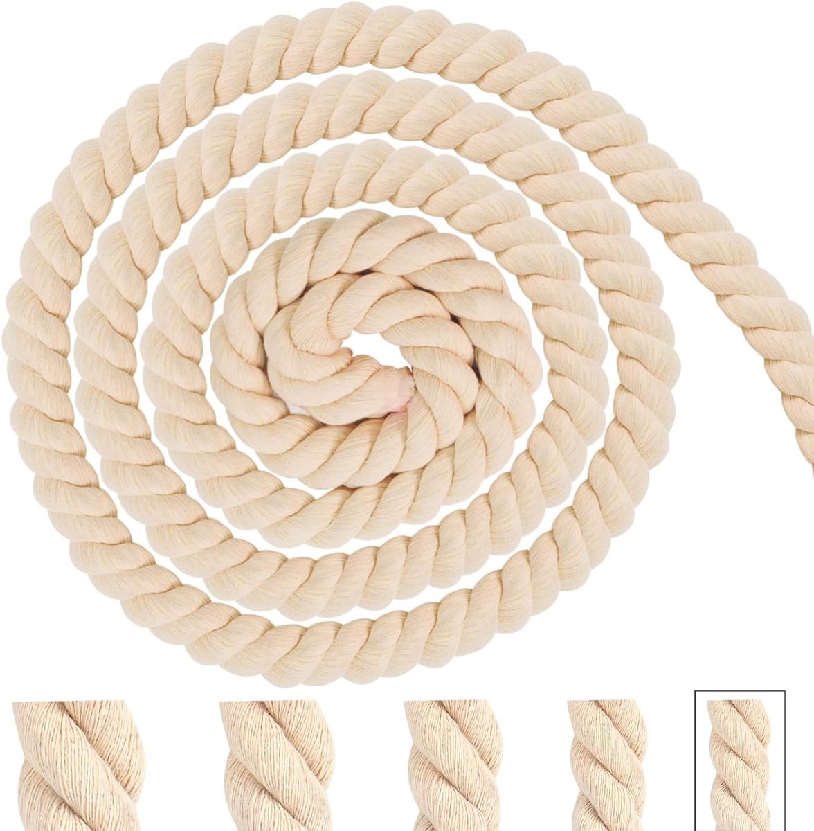 Macrame Draad 8 mm, 5 m Beige Katoen Touw voor Decoratie, DIY Projecten en Tuinieren